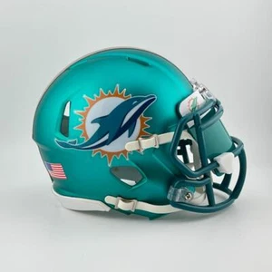 Miami Dolphins CUSTOM Anodized Teal Mini Football Helmet with Visor - Afbeelding 1 van 3