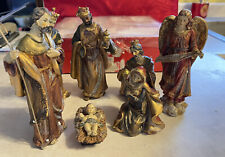 7 Piece Vintage Hand-Painted Ceramic Christmas Nativity Set