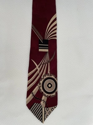 Corbata Givenchy Monsieur Arte Moderno Rojo Tostado Negro Seda De Colección Extra Larga Foto 1 de 4