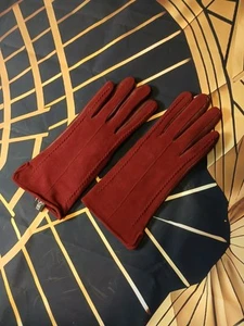 Guantes con pantalla táctil de cuero borgoña - Imagen 1 de 5
