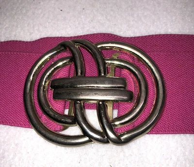 "Cinturón elástico de moda vintage años 80 oro rosa hebilla de gancho de metal Barbie núcleo 36""" Foto 1 de 4