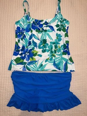 Island Escape, 2 Piece Swimsuit, Size 14, Blue Multi, New With Tags - Image 1 of 4