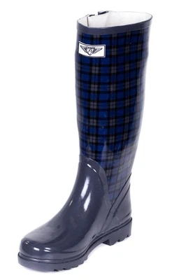 Шотландка резиновый дождя ботинки женский размер 6 темно-черный водонепроницаемый дождевики, новый - Изображение 1 из 4