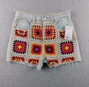 SO Denim Häkelshorts Damen Größe 0/24 helle Waschung Denim bunt Knopfleiste - Bild 1 von 8
