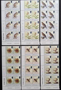 1998 ENDANGERED SPECIES 6 CYLINDER BLOCKS OF 8 ROYAL MAIL STAMPS MNH SG2015-2020 - Bild 1 von 1