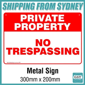 Private Property - No Trespassing METAL Safety Sign 200x300mm - Picture 1 of 3