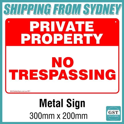 Private Property - No Trespassing METAL Safety Sign 200x300mm - image 1 of 3