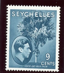 Seychelles 1941 KGVI 9c grey-blue (CH) superb MNH. SG 138a. Sc 131. - Picture 1 of 2