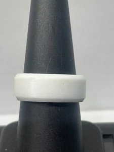 Plain White Ceramic Flat Edge Comfort Fit 8mm Wedding Band - Picture 1 of 5