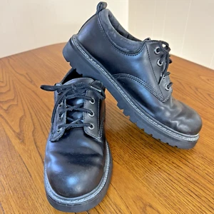 Skechers Tom Cats 60997 Black Leather Chunky Sole Oxford Comfort Shoes Men's 9.5 - Picture 1 of 9