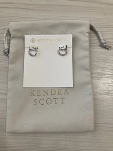 Kendra Scott Addison Huggie Silver Hoop Drop Dangle Earrings NEW - Picture 1 of 4