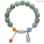 Vintage Chinese Natural Green Jade Gourd Bracelet Ethnic  Jewelry