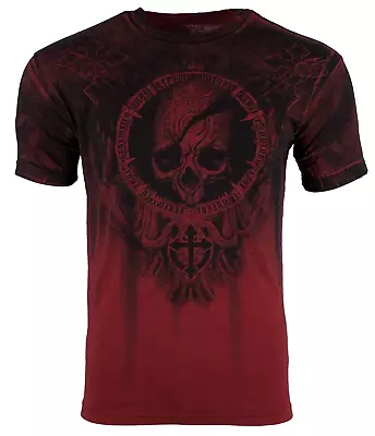 Xtreme Couture Affliction Men's T-Shirt SHADOW WALKER Red Biker Skull S-5XL - Image 1 of 4