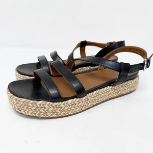 Naturalizer Black Leather PERIDOT Platform Espadrille Sandals Slingback Size 9M - Picture 1 of 8