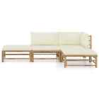 4-piece Outdoor Sofa Set With Cushions Garden Patio Lounge Chairs Setting Bamboo