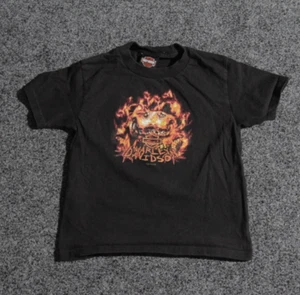 Harley Davidson Shirt Youth Boys Small Black Orlando Florida Motor Cycle Flames - Picture 1 of 9