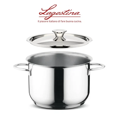 LAGOSTINA PENTOLA ALTA IN ACCIAIO INOX DELIZIOSA CON COPERCHIO CM 18 20 22 24 - Immagine 1 di 3