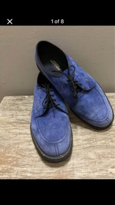 Men’s Vintage Lace HUSH PUPPIES BLUE SUEDE SHOES SZ 8.5 EUC - Picture 1 of 7