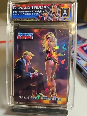 President Donald J. Punisher Trump USA Red White Blue Gold Sneaker ACEO - Image 1 of 2