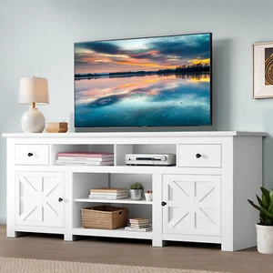 TV Stand With Power Outlets for 50 to 80 Inch TVs Console Open Shelves Cabinet - Picture 1 of 10