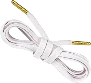 Loop King Laces 1 Pair Luxury Flat Waxed Shoe Laces with Gold Tips - Picture 1 of 31