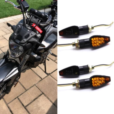 For Yamaha FZ07 FZ09 FZ6R 4X Motorcycle Bike LED Turn Signals Indicators Amber - Image 1 of 4
