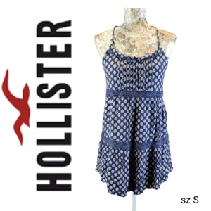 Abito corto Hollister dettaglio all'uncinetto all'uncinetto con cinturino spaghetti blu - Foto 1 di 10