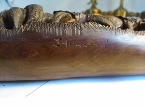 Antick Elefantenfamilie Signierte Gravur Holz Handarbeit - Bild 1 von 12