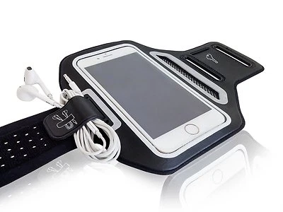 Universal Smartphone 4.7" White Lycra Armband Sports Reflective Headphone Tie - Image 1 of 4