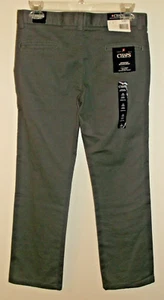 NWT Chaps Boys Approved Schoolwear Gray Flat Front Stretch Twill Pants 10 Husky - Picture 1 of 3