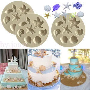 Sea Shell Starfish Silicone Fondant Decorating Mould Cake Sugarcraft Icing Mold - Picture 1 of 6