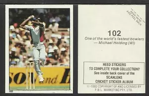 AUSTRALIA 1983 SCANLENS CRICKET STICKERS SERIES 2 - MICHAEL HOLDING (WI) # 102 - Picture 1 of 1