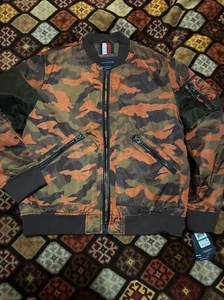 Tommy Hilfiger orange camouflage bomber coat men’s large NWT MSRP$195 - Picture 1 of 12