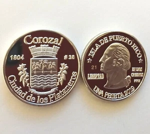PESETA COROZAL 2019 Serie Pueblos PUERTO RICO Plata Boricua Silver Quarter 1/100 - Picture 1 of 12