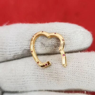 Ruby Silver Heart Enhancer Charm Lock, Enhancer Charm Lock, Gold Charm Holder - Image 1 of 4