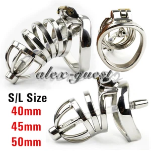 New Male Chastity Device Urethra tube Stealth Stainless Steel Cage Lock - Picture 1 of 16
