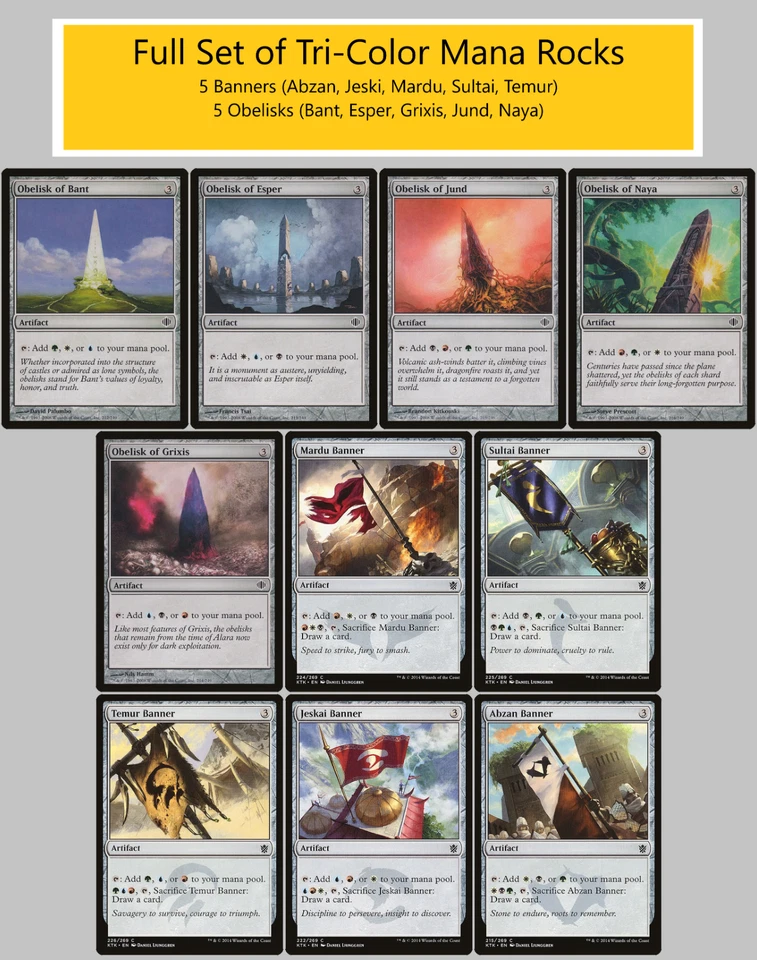 SET of 10x TRIROCKS TRI-ROCK 3-Color Mana Rocks For Commander MTG Magic NM - Image 1 of 1