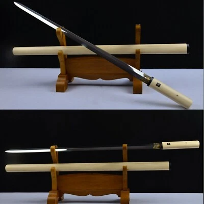 Handmade Shirasaya Folded Steel Blade JIAN Sword White Saya Bull horn pegs Sharp - Image 1 of 4