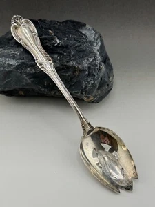 Joan Of Arc Sterling Silver by International Pierced Table Serving Spoon 8-1/4" - Picture 1 of 3