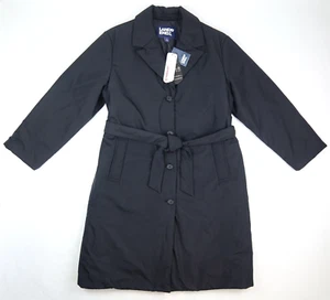Lands’ End Women's Insulated Commuter Trench Coat Black Sz LARGE 14-16 - Picture 1 of 14