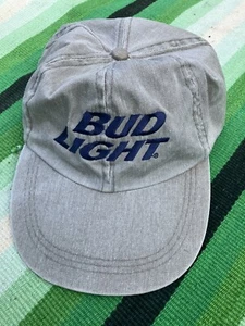 Bud Light Hat Cap Adjustable Strapback Grey Faded By Fahrenheit - Picture 1 of 4