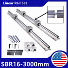 2x SBR16-3000mm Linear Silde Rail Guide Shaft+4x SBR16UU Bearing Blocks SET CNC