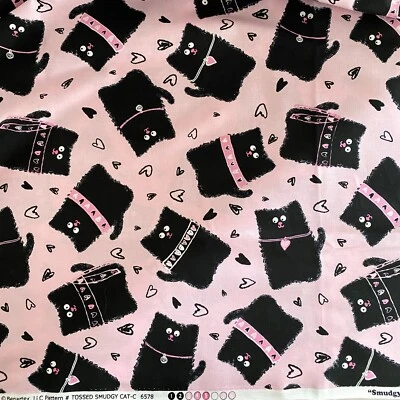 Smudgy Cat Fabric 35inx42in Greta Lynn Benartex Black Cat just under 1 yd - Image 1 of 4