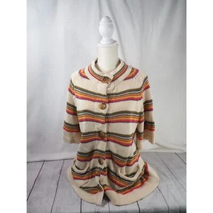 Nanette Lepore Multi-Color Stripped Retro Knit Cardigan Sweater Size Medium - Picture 1 of 8