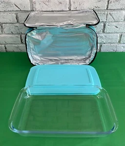 Juego de 3 piezas aislado azul verdoso para hornear y llevar tapa de cazuela de 2,3 cuartos agrietada - Imagen 1 de 17