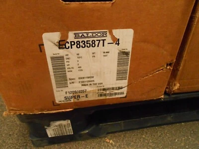 BALDOR ECP83587T-4 1725RPM 145T TEFC SUPER E 3 PHASE MOTOR 460V   - Image 1 of 3