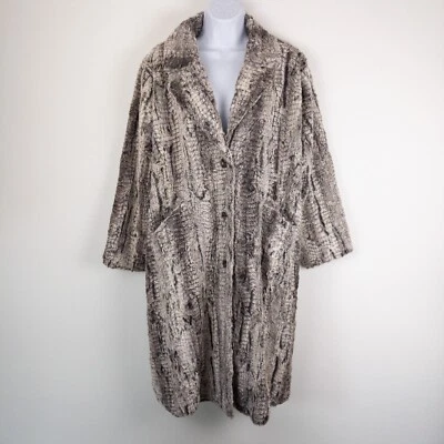 Johnny Was Workshop Jacket Womens Large Gray Long Akela Lapel Faux Fur New - Image 1 of 4