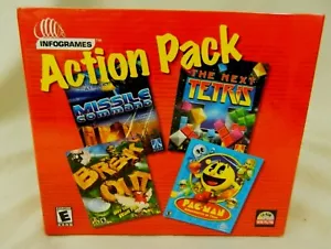 Action Pack Computer Games CD ROM Pac-Man Break Out Tetris Sealed Infogrames - Picture 1 of 5