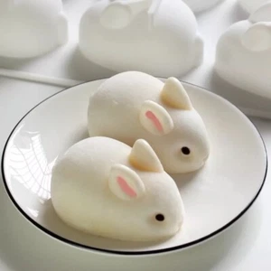 Jabón de silicona de 6 cavidades conejo chocolate azucarera vela arcilla molde de resina - Imagen 1 de 8