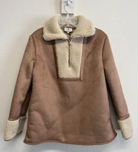 Chaqueta de piel de oveja Tuckernuck Stella color tostado talla pequeña 1/4 cremallera pulóver NUEVO - Imagen 1 de 12